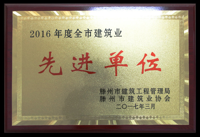 2016年市建筑業(yè)先進單位